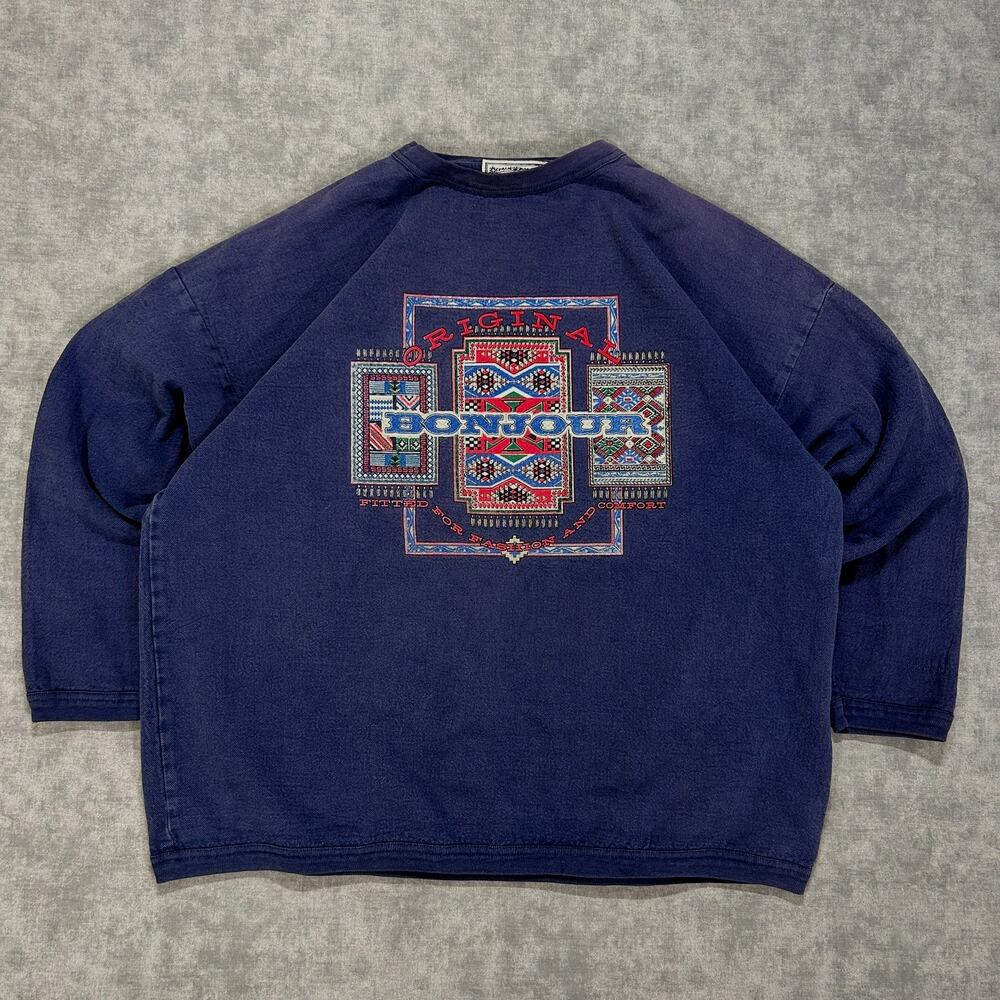 VTG 90s Bonjour southwestern rugs graphic oversized sweatshirt womens XL